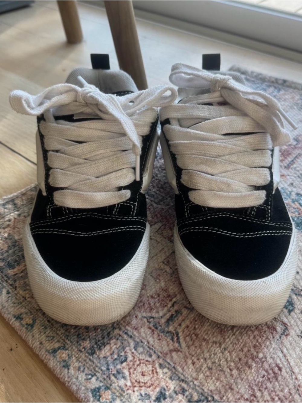 Black and white Vans Knu Schools
